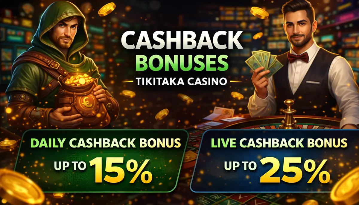 Tikitaka Casino Cashback Bonus bis zu 15 Prozent täglich