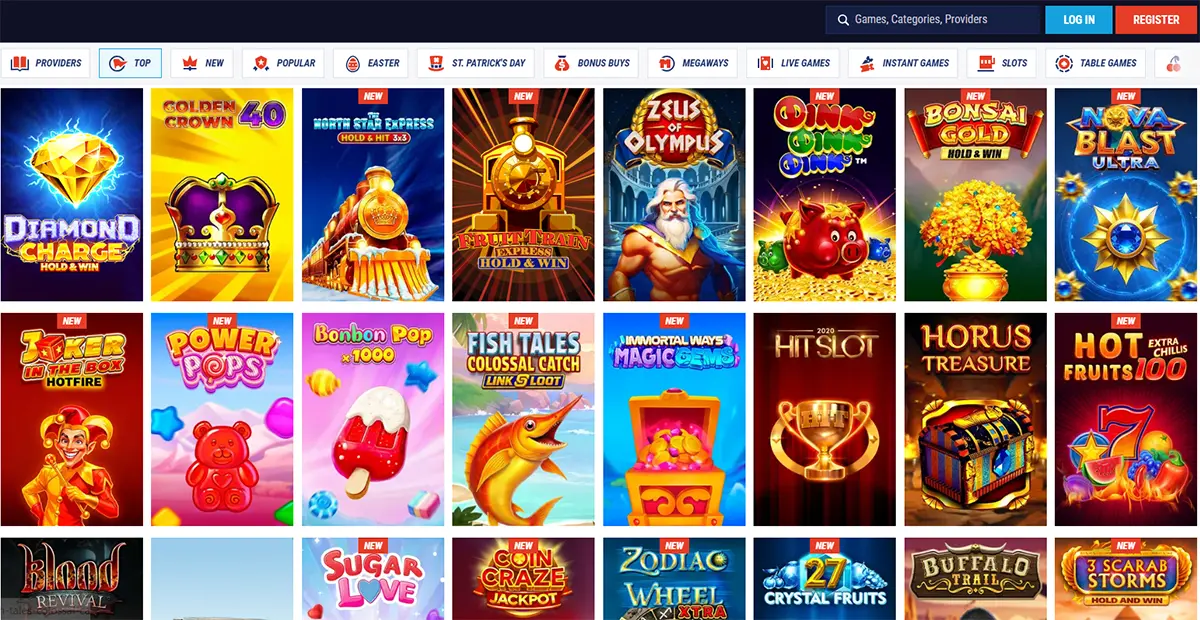 Tikitaka Casino Spiele Lobby Slots und Live-Casino Tische