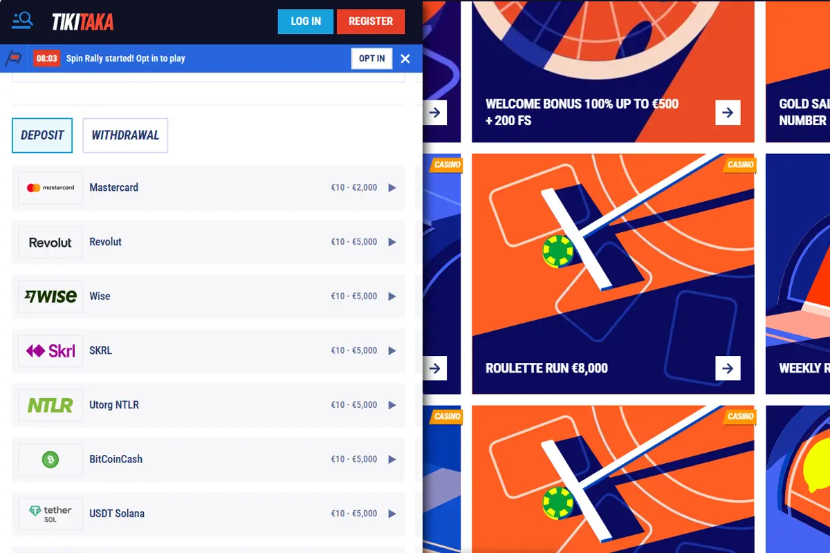 Tikitaka Casino Dashboard Übersicht